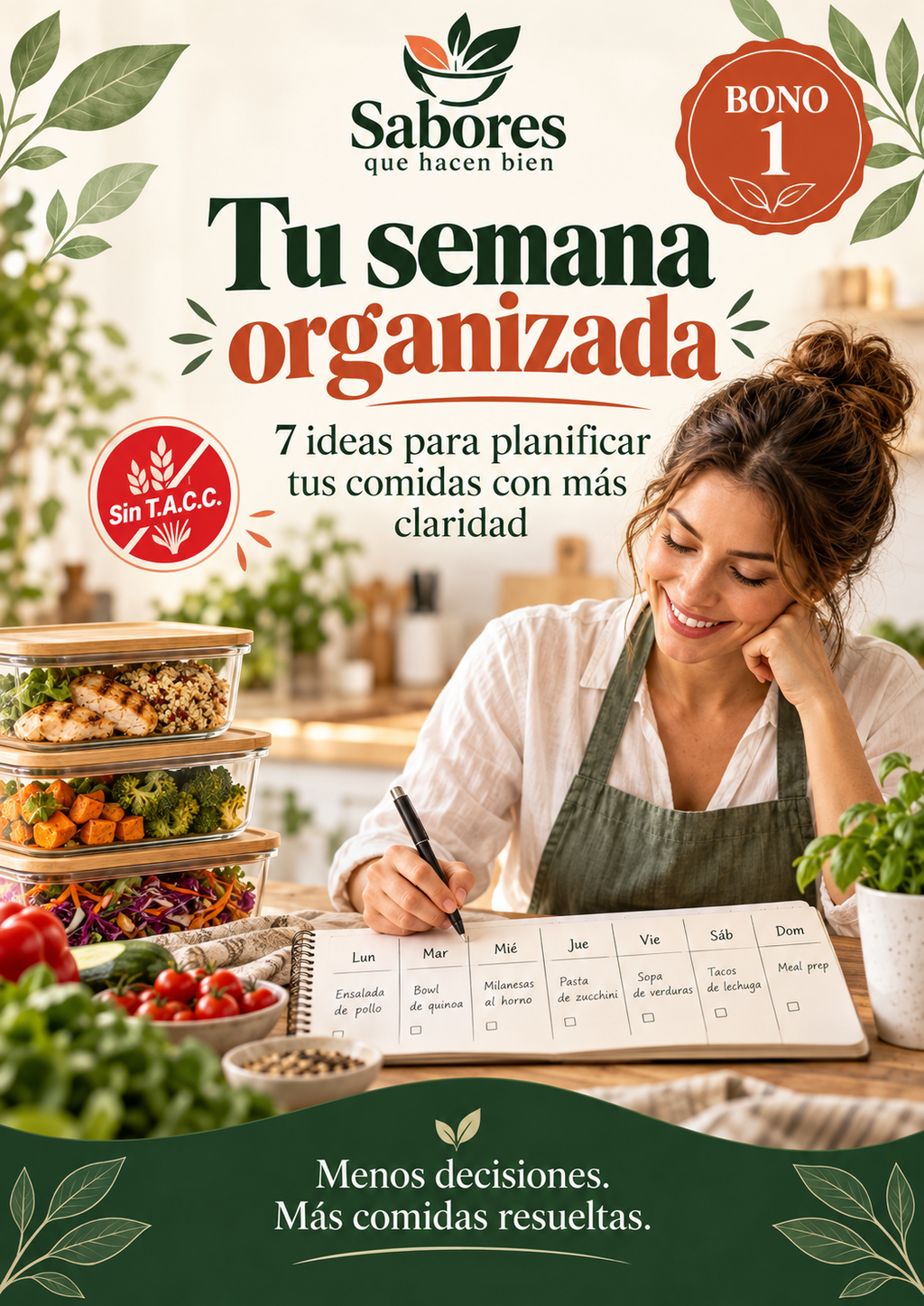 Tus 4 comidas sin gluten + 2 bonos prácticos